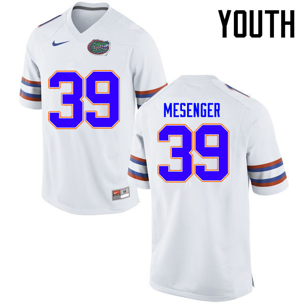 Youth Florida Gators #39 Jacob Mesenger College Football Jerseys Sale-White - Click Image to Close